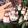 18Pcs Painted Design Wooden Snowman Pendant Christmas Tree Decorations  Home Decoration