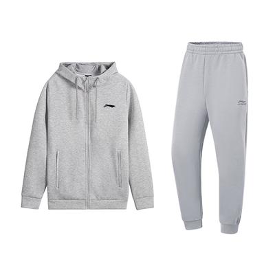 Design Minimalista Cor Sólida Moda Algodão Macio Confortável Versátil Cardigã com Capuz Moletom Casual Conjunto Esportivo AWDVP47-1+AKLVH91-2