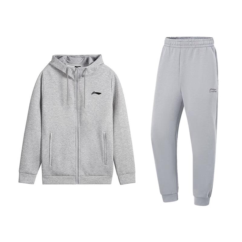 Li-Ning Минималистичный Дизайн Однотонный Модный Хлопок Мягкий Удобный Универсальный Кардиган-Толстовка с Капюшоном Повседневный Спортивный Костюм AWDVP47-1+AKLVH91-2 XXL