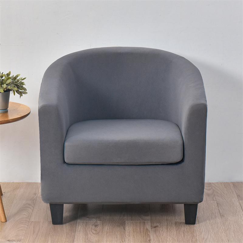 Solid Color Tub Chair Cover Stretch Armchair Cover Club Sofa Slipcover Armchair Covers With Cushion Cover For Living Room Home