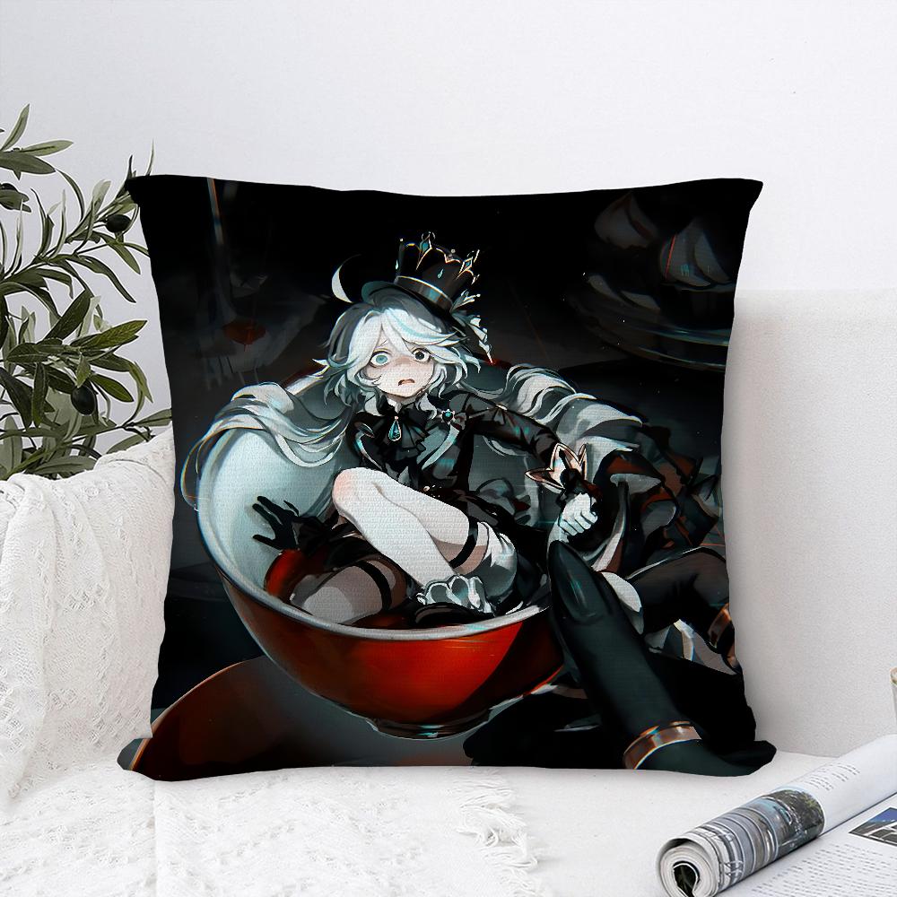Genshin lmpact Furina Foutiane Povlak na polštář Obývací pokoj Oboustranný tisk Čtvercový polštář Potah na polštářek Dekorace Povlak na polštář