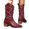 SyfIyno 7 Styles Mid-calf Boots Woman Side Zipper Pointed Western Cowboy Boots Retro Fashion Embroidered Boots Plus Size 36-43