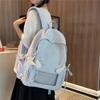 Cute Starry Print Backpack for Women, Lightweight School Bag with Front Mesh Pocket and Side Pockets
