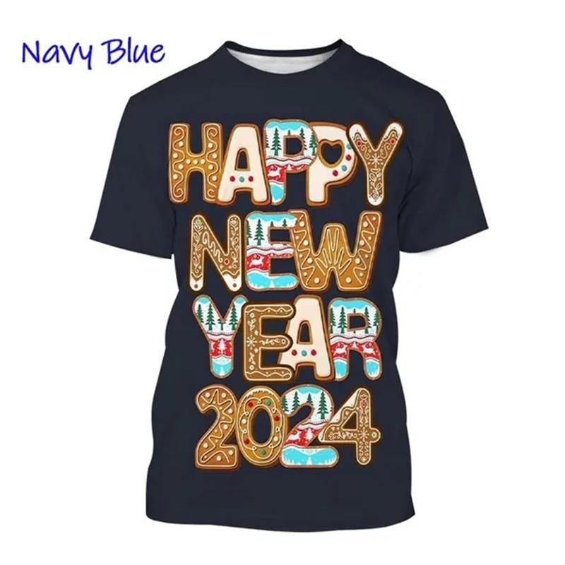 Happy New Year! Hot Selling Men And Women 3D Printed T-Shirt Short Sleeve Fashion Casual Christmas Art T-Shirt Unisex Tops Tees