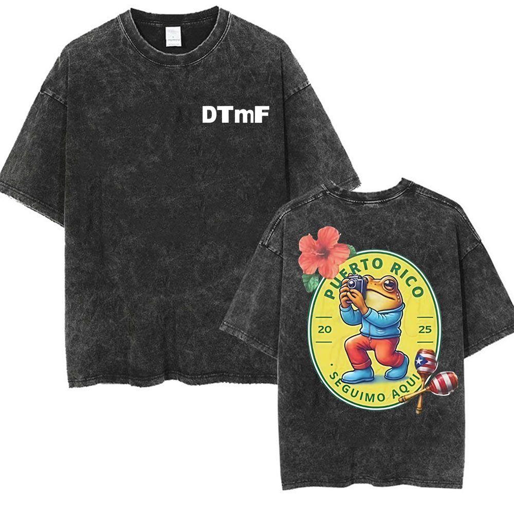 Wholesale Rap Bad Bunny DTMF World Tour Oversized Tshirt for Men Luxurious Fashionable Retro Washed Hiphop Pure Cotton Tshirt