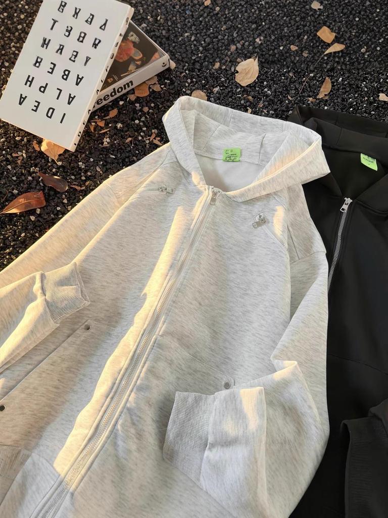 Men's 2025 Retro Patchwork Hooded Sweatshirt, Early Autumn Raglan Sleeve American Hoodie, Loose Long Sleeve Cardigan Jacket