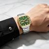 Mens Square Chronograph Watches Stainless Steel Wrist Watch with Date Luminous Hands Waterproof