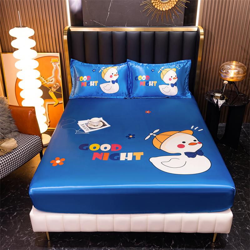 Ice Cooling Fitted Sheet for Queen Bed funda de colchón Cartoon Printed Bed Cover for Kids King Bed Protectors Smooth Bed Sheets