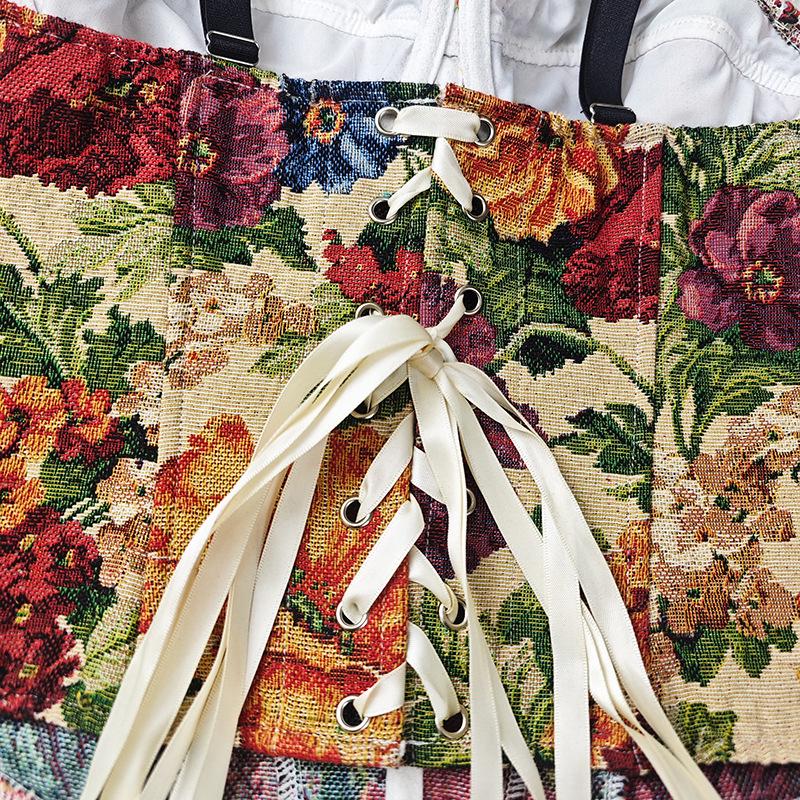 European & American Retro Floral Camisole: French Slim-fit Bustier Corset