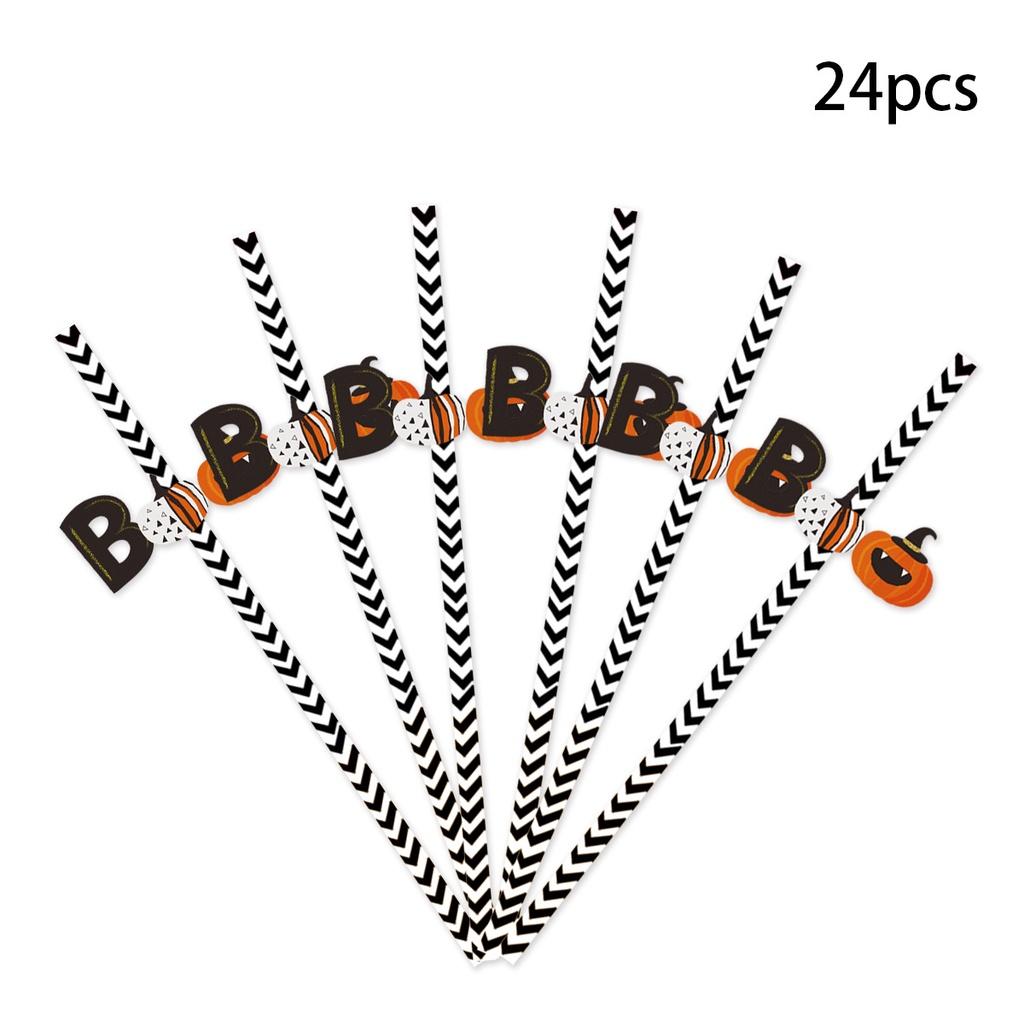 Spooky Halloween Witch And Skull Straws 24pcs Pack