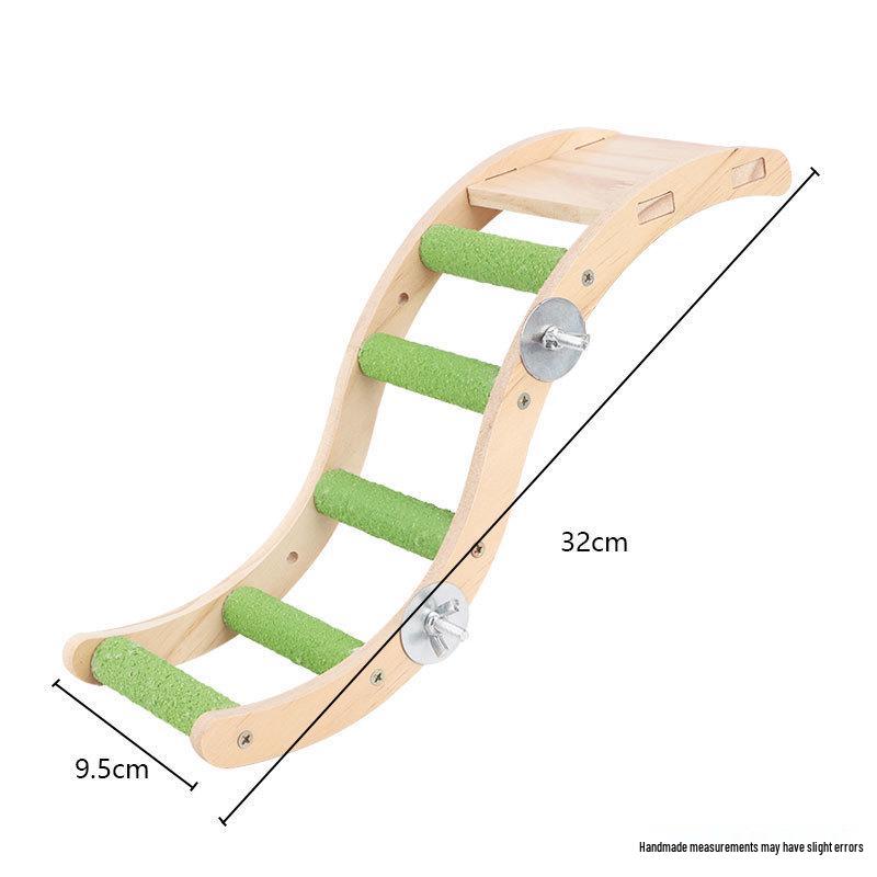 Budgie Toys Wooden Climbing Rope Ladder - Peony Interactive Swing & Beak Grinder for Small Birds In Birdcages