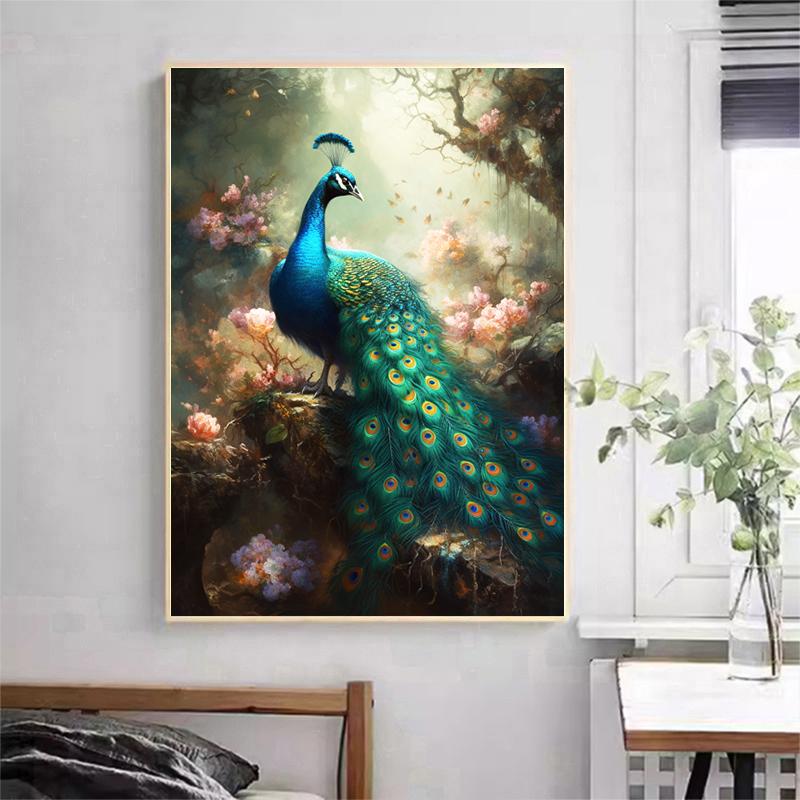 5d DIY Diamond Painting Cross Stitch Animal Peacock Diamond Embroidery Mosaic Full Round Drill Home Decor Arts