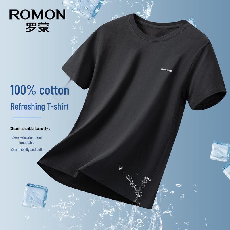 ROMON Men's Crew Neck Pure Cotton Short Sleeve T-Shirt TH2627