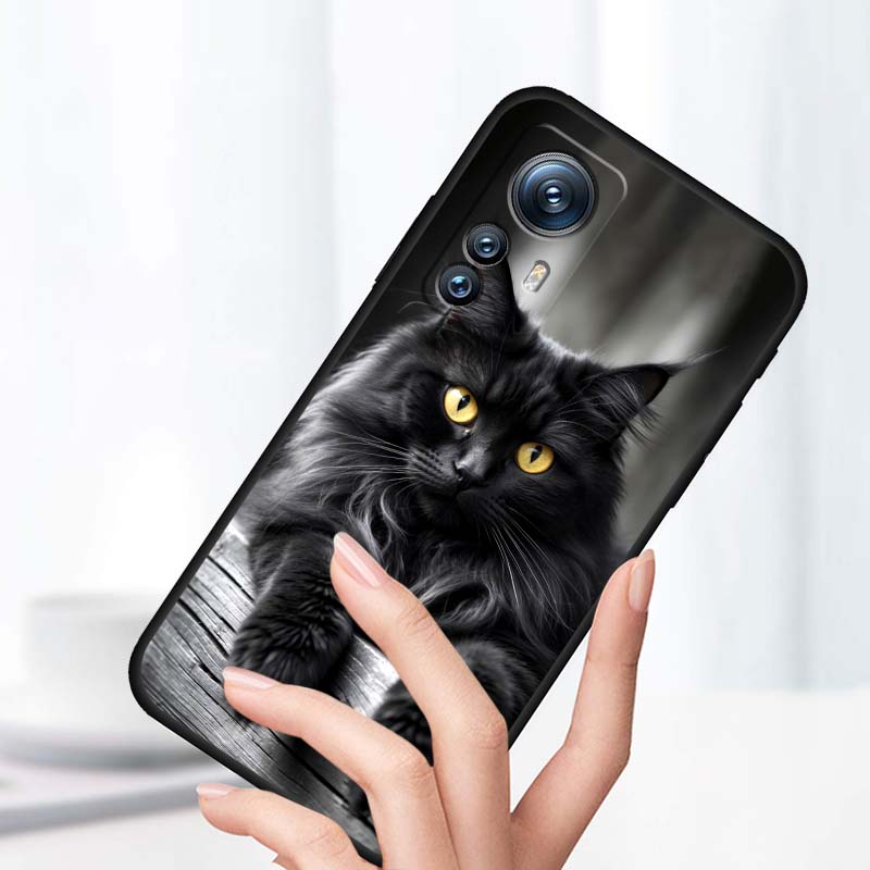 Anime Cartoon Katze Illustration Handyhülle Für Xiaomi Mi 15 14 13 13T 12 12T 12S 11 11i 11T Pro Ultra Lite 5G Schwarz Weich