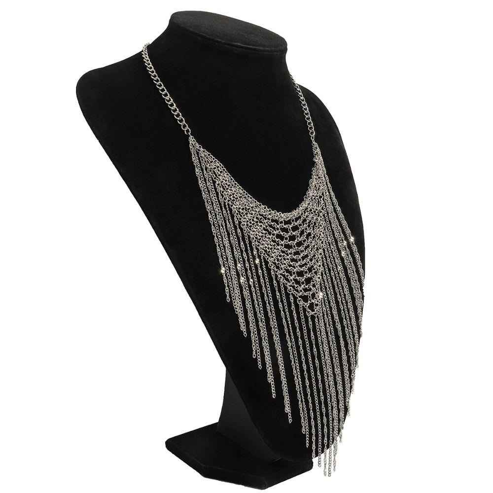 Charm Tassel Necklace Triangle Bohemian Collarbone Chain Simple Multi Layer Necklace Gift