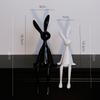 Creative Resin Black and White Cartoon Rabbit Family Desk Decorations - Set of Four