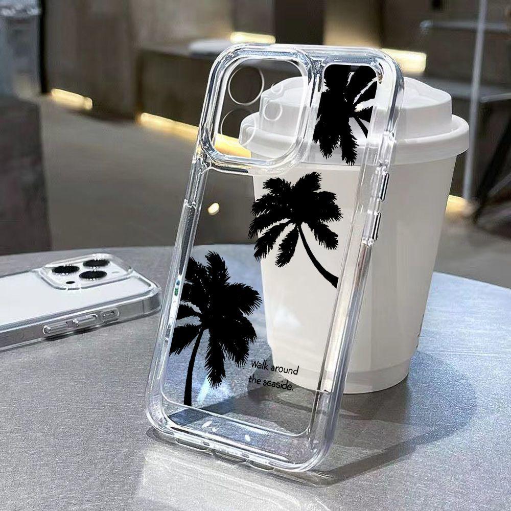 Ins Wind Coconut Tree Is Suitable for iPhone17promax Mobile Phone Case 16pro Apple 13 All-inclusive Niche 14 Simple 15