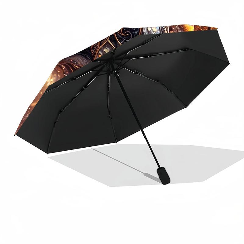 1pc Sturdy 8-Bone Auto Umbrella, Stylish Tiger Umbrella, Digital Printed, Foldable Umbrella for On-the-Go Outdoor Use