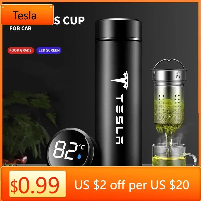 Aufkleber Tesla Auto Tragbar Auto Intelligente Thermoskanne Temperaturanzeige Tasse Für Tesla Model 3 Model X S 2016-2020 Aufkleber TM3