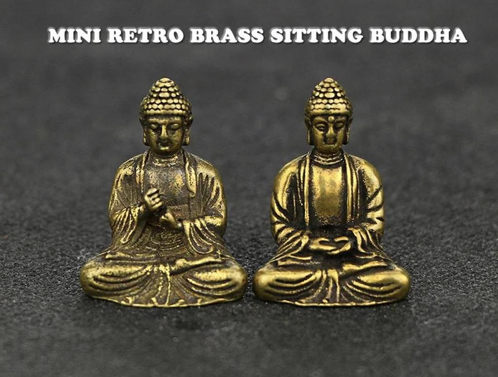 Mini Retro mosadzná soška Budhu Vrecko Sediaci Budha Socha Domov Kancelária Stôl Dekoratívna ozdoba