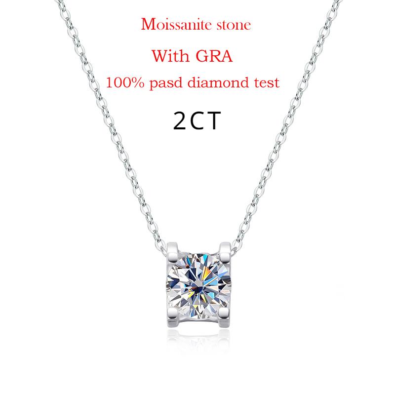 Smyoue 1-2CT Certified D Color Moissanite Pendants for Women Classic Wedding Necklace Original S925  Silver Jewelry GRA