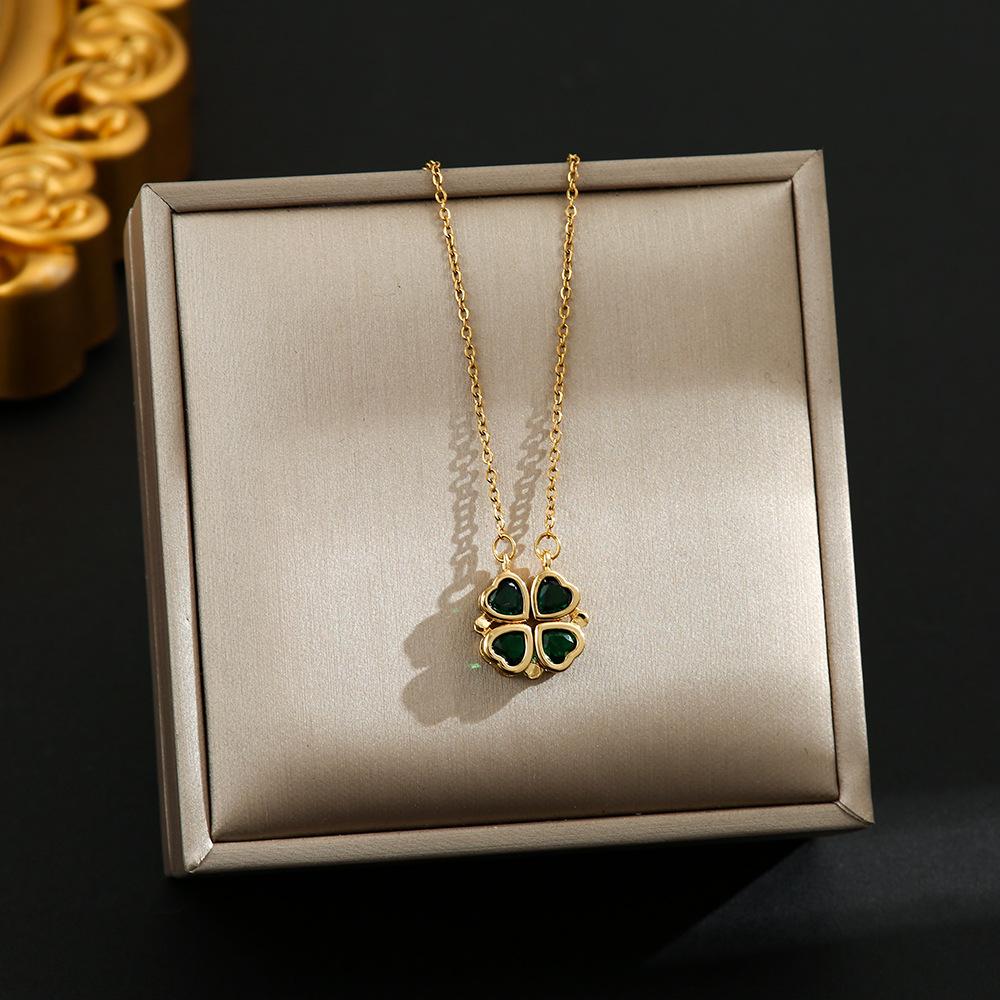 Japan and South Korea Simple Popular Wind Titanium Steel Necklace Female Niche Exquisite Internet Celebrity Zircon Clavicle Chain High-end Jewelry