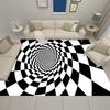 3D Three-Dimensional Carpet Door Mat Black And White Vortex Living Room Large Square Floor Mat Non-Slip Foot Mat