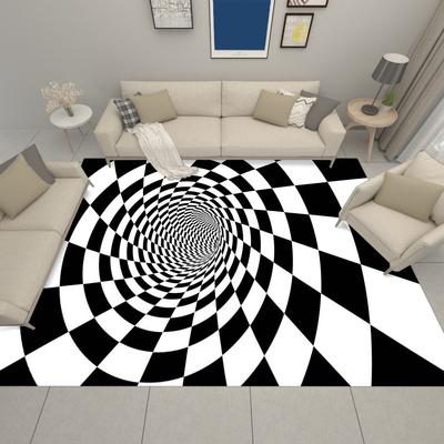 3D Three-Dimensional Carpet Door Mat Black And White Vortex Living Room Large Square Floor Mat Non-Slip Foot Mat