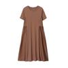 Women's Summer 2025 Pure Cotton Short Sleeve Dress - Loose Fit, Plus Size, Belly-Slimming, Casual for Middle-Aged Moms