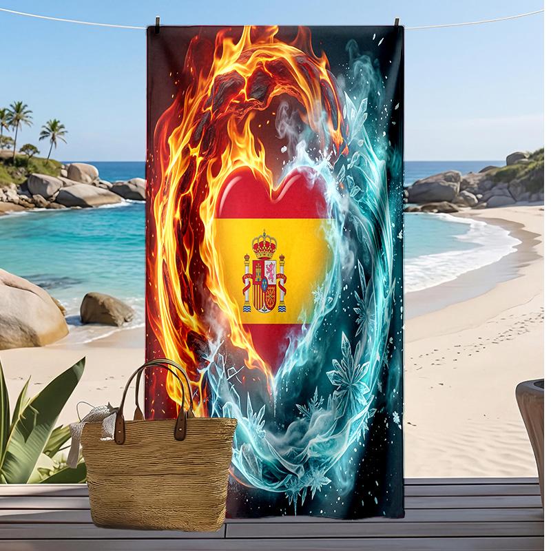 Spain Football Print Beach Towel Quick Dry Super Absorbent Soft Bath Towel for Swimming Beach Travel Fan Souvenir Gift