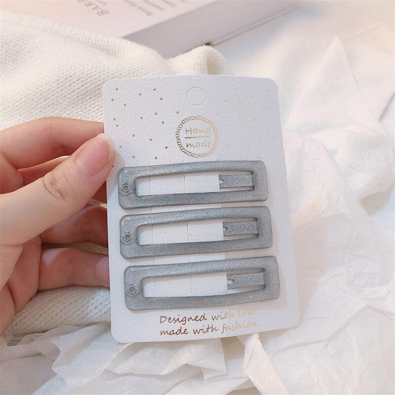 3/4pcs  Frosted Simple Hair Clips for Girls Star Oval Triangle Square Hair Clips Kids Snap Hair Clips Pentagram BB Clip