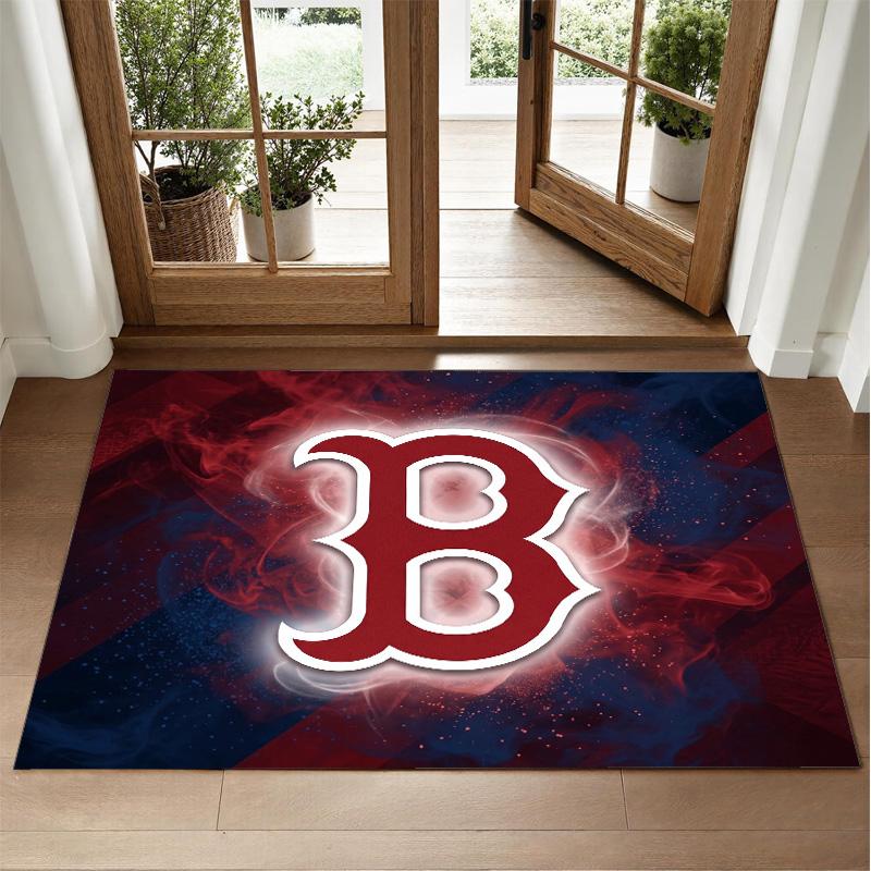 Boston Red Sox Design Kristall-Samt Teppich Weiche Dekorationsmatte für Schlafzimmer Eingang