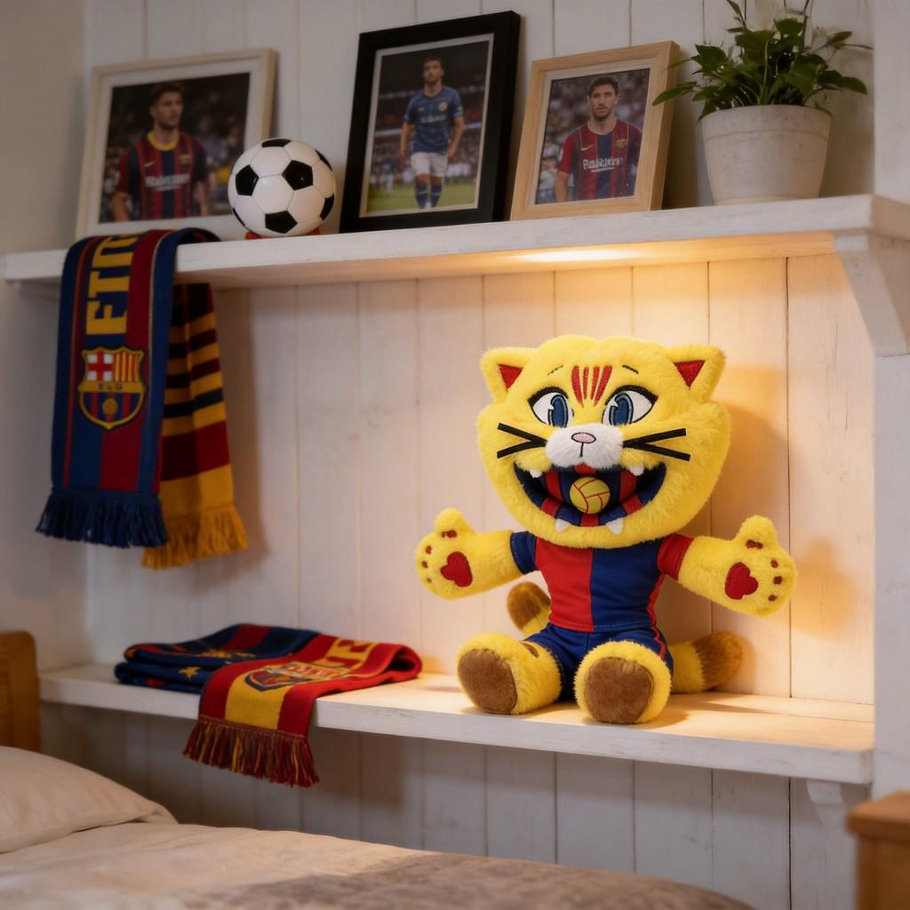 Barcelona Football Mascot Plush Toy With Soft Pp Cotton Fill For Sports Fans