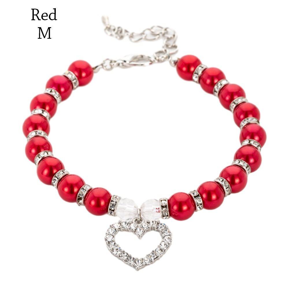 Adjustable Imitation Pearl Cute Dog Necklace Pet Dog Collar Jewelry Neck Chain For Dog Cats Luxury Diamond Pendant Accessories