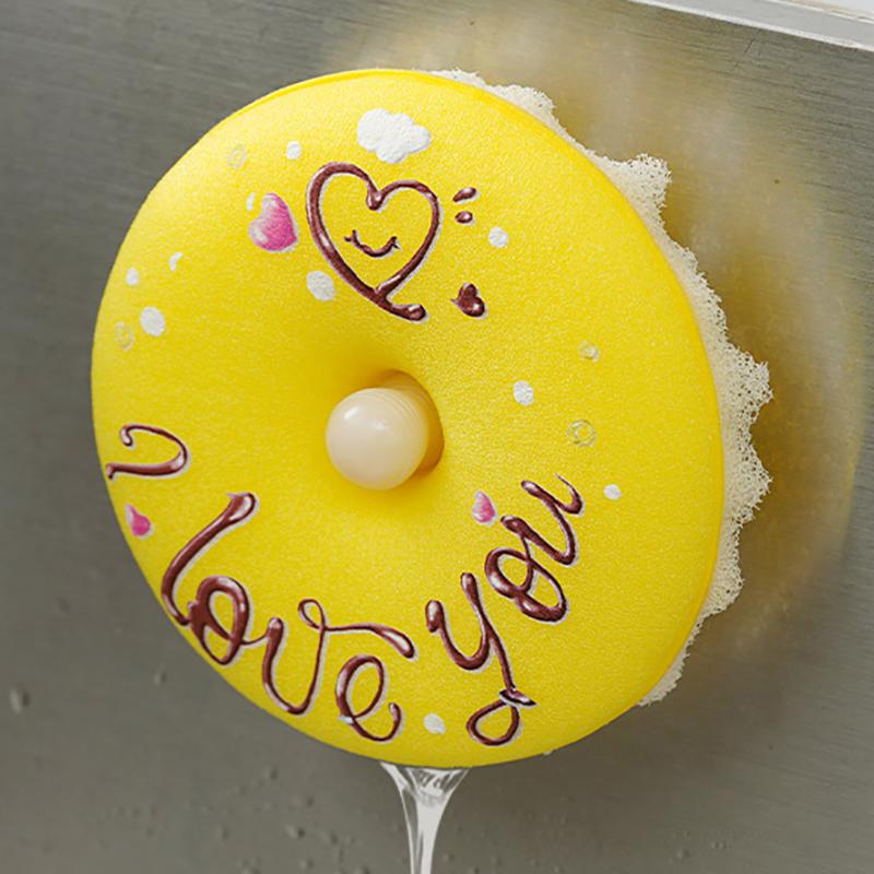 Dish Sponge With Suction Cup Non-Scratch Donut Sponge Set With Suction Cup Quick Drainage Dishwashing Brush For Kitchen