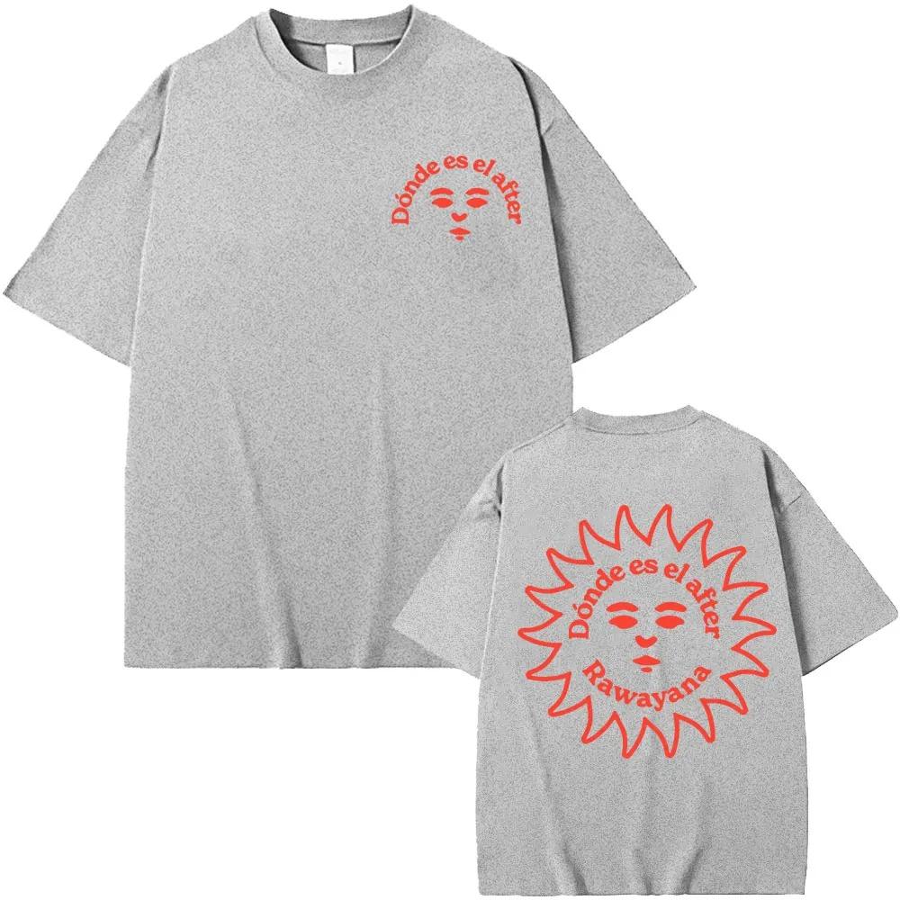 

Rawayana Dónde es el After Sun Face Dual-Sided Casual Oversized T-Shirt Latin Music Vintage Aesthetic Unisex Black Streetwear T-shirt M