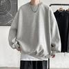 Felpa da uomo autunno inverno, ampia, tinta unita, girocollo, manica lunga, spessa, calda, morbida, unisex, stile casual, semplice, coppia top