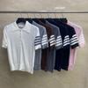 Summer Classic Four-Bar Lapel Short-Sleeve Ladies' Slimming Casual Polo