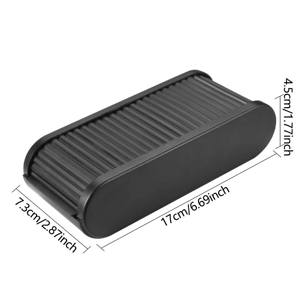 Black Portable Sliding Open Car Console Storage Box Large Capacity Self-Adhesive Plastic Organizer for Automobile