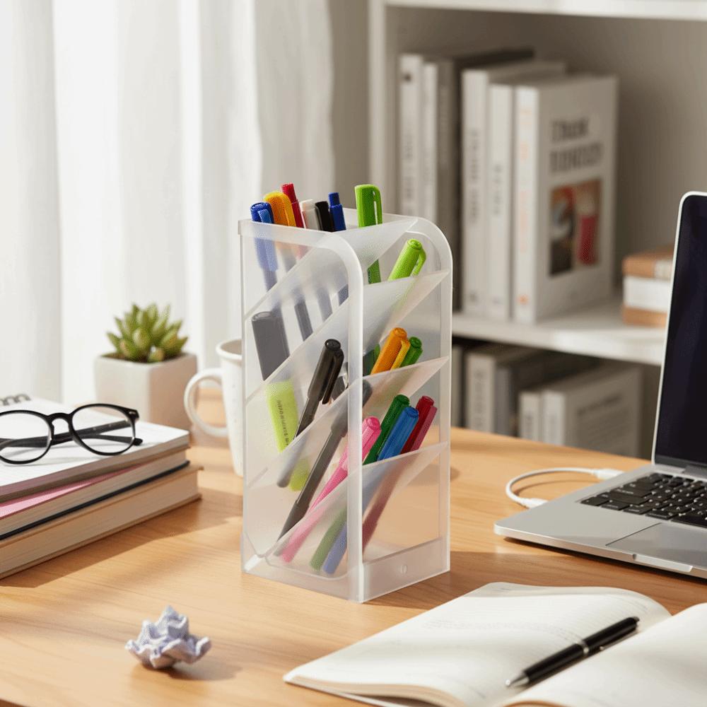 Plastic Material Plastic Pen Holder Oblique Insertion Type Desktop Organizer  Students