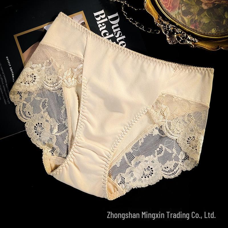 

Japanese-Korean Women s Plus Size Lace Mid-Waist Panty in Sexy Milk Silk XXL (145-165 jin) тілесний