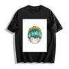 Cute Japanese Style Green-haired Boy Print T-shirt Casual Loose Breathable Unisex Daily Top Pure Cotton T-shirt