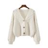 Womens Cable Knit Sweater Coat Autumn Winter Short Cardigan V Neck Top