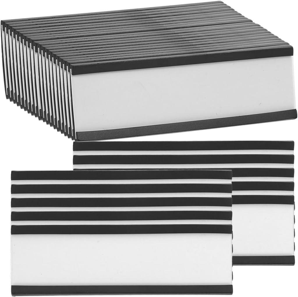 TOYMYTOY Magnetische Magnetische Etikettenhalter mit Magnetischen Datenkartenhaltern mit Schutzfolie und Papier für Metallregale und 76 x Packung mit 30 Etiketten,