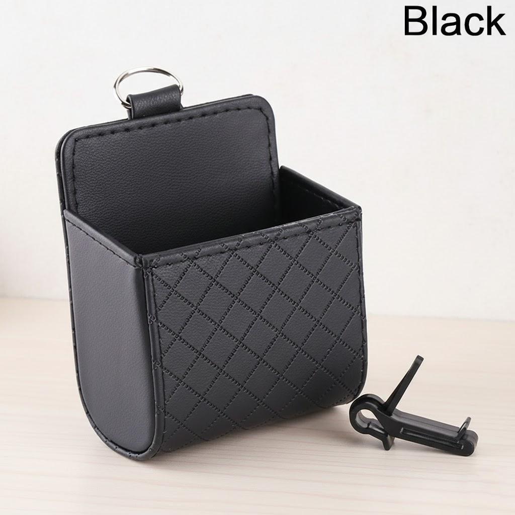 

Leather Car Air Vent Phone Holder Bag Universal Mobile Phone Case Organizer Auto Interior Trash Pouch чёрный