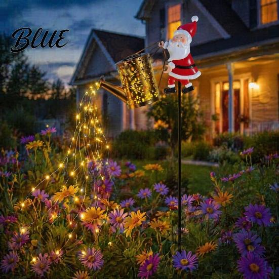 Illuminated Courtyard Decorations Solar Christmas Santa Yard Light Witch Skull Projection Garden Stake Lamp with Outdoor Lawn Ornaments for Halloween