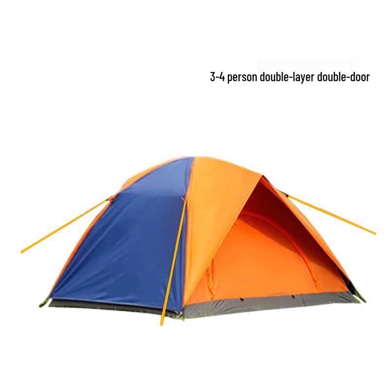 OEING 3-4 Person Double Layer Double Door Camping Tent 3-4 Person