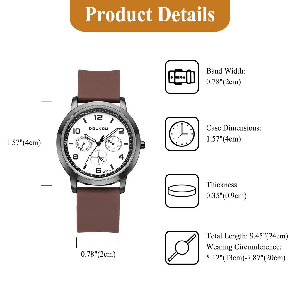 Silikonowy Zegarek Wodoodporny i Analogowy Gumowy Mała Sekunda Akcesoria Prezent Męski, Stylowy Kwarcowy, Pasek, Ornament, Męski - Urodziny, Boże Narodzenie,