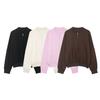 ZA 2026 Womens Casual Slim Fit Zip Up Jacket Solid Color Round Neck Long Sleeve Top