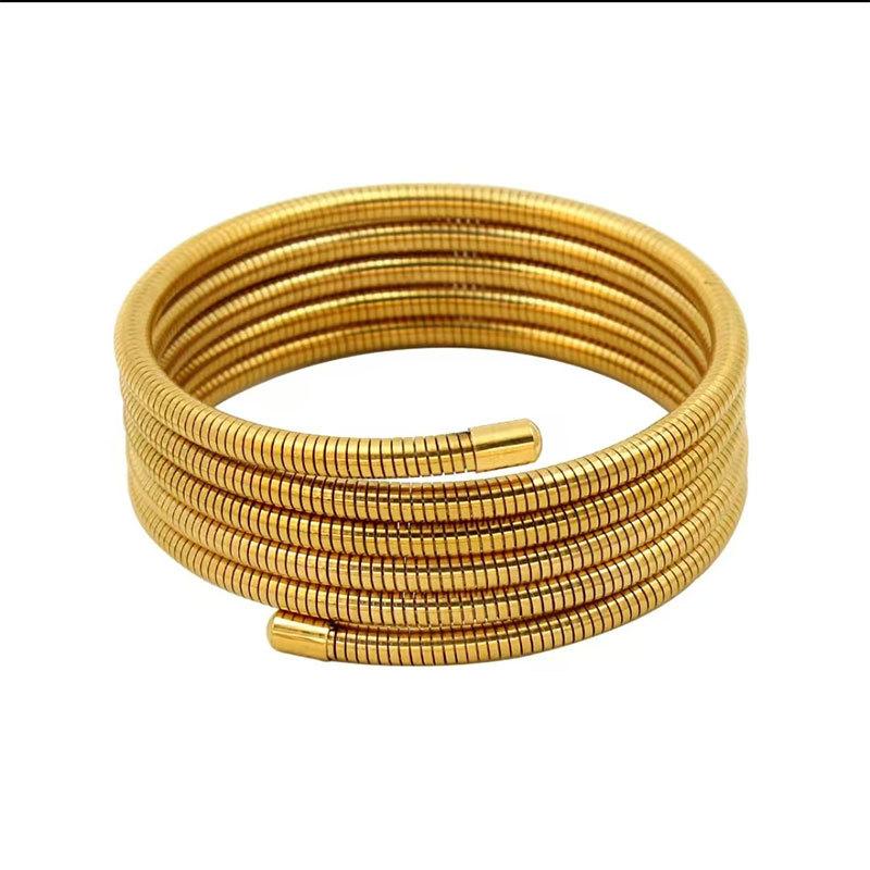 Spring Bracelet Creative Vacuum Furnace Electroplating Jewelry Multi-Layer Winding Elastic Ring Plain Ring Bracelet